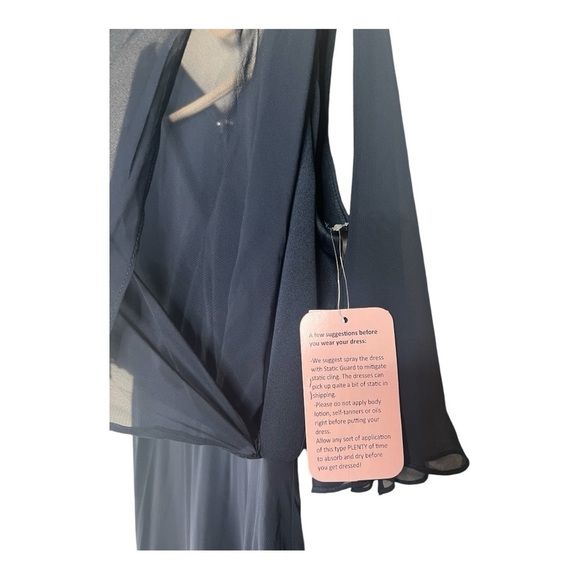 After Six Midnight Blue V-Neck Split Sleeve Blouson Bodice Maxi Dress - 1565  6R - Picture 6 of 14